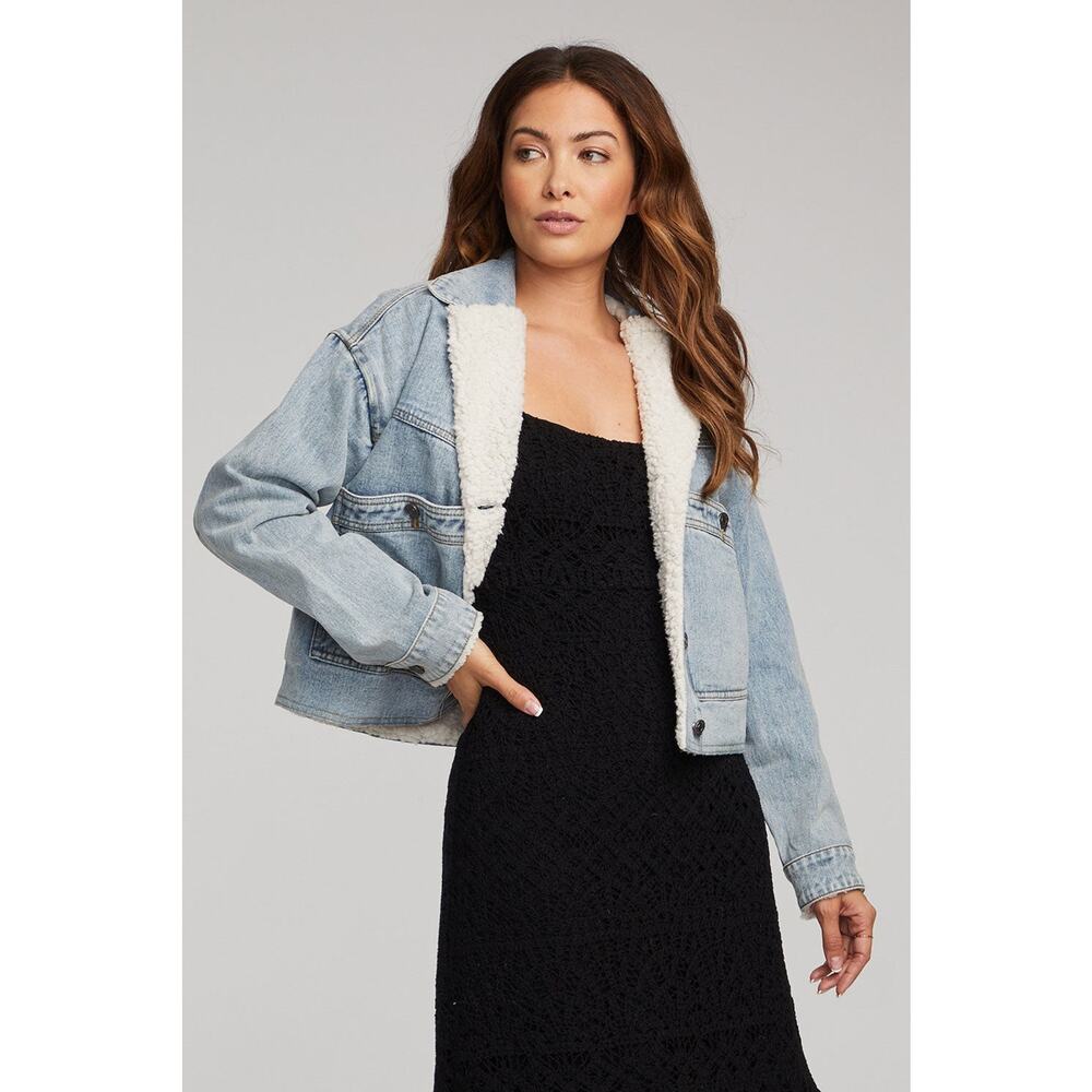 Saltwater Luxe LA Cotton Sherpa Jean Jacket XS - Picture 2 of 13